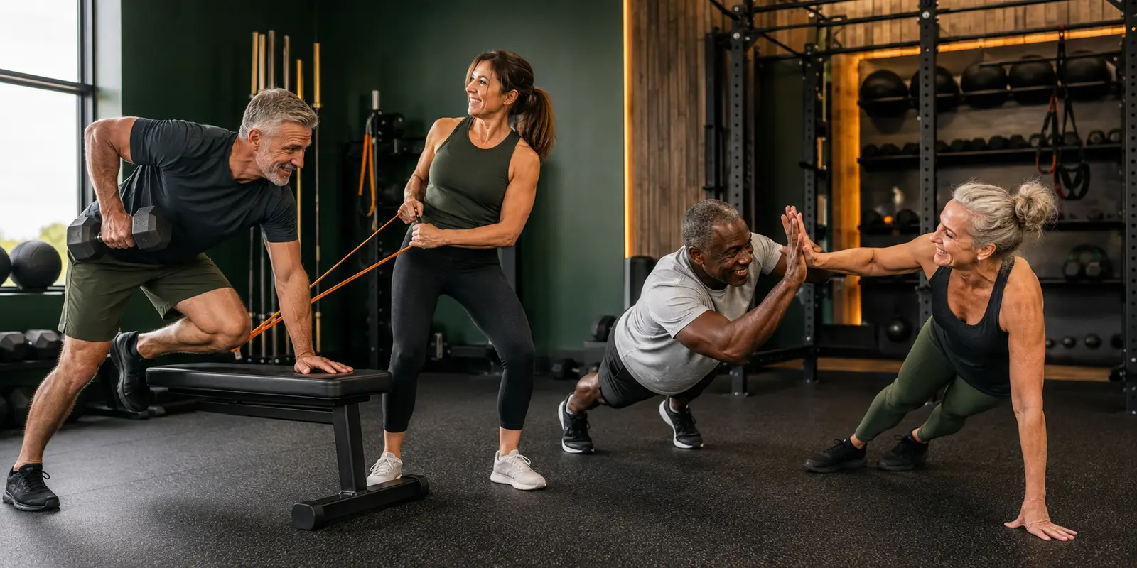 Adults staying active and training together